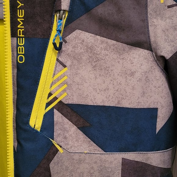 Obermeyer Kids Abstract Navy and Yellow Puffer Jacket - Picture 2 of 6